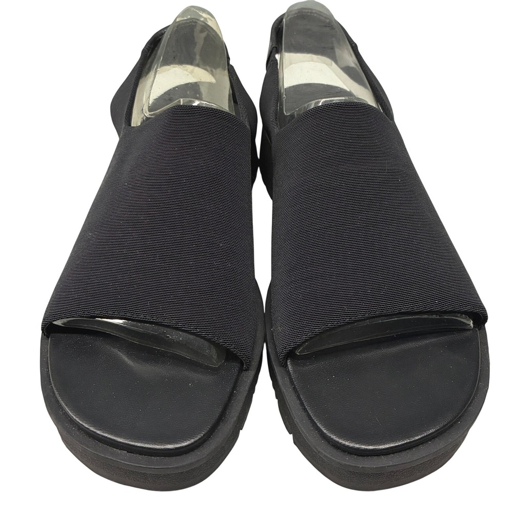 Croft & Barrow Elisa Stretch Platform Wedge Sandals Womens 8.5 Black Casual
